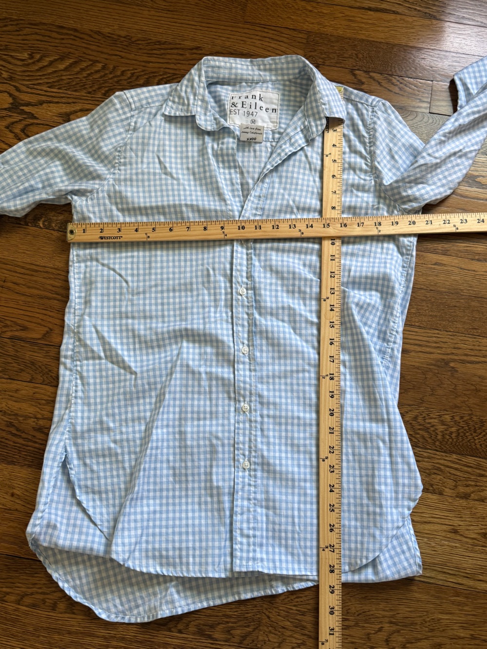 Frank & Eileen Light Blue Gingham Plaid 100% Cotton Shirtdress